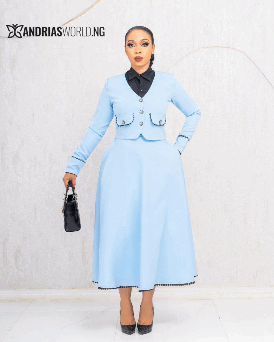 SKY BLUE THREE PIECE SKIRT SET